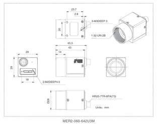 MER2-060-642U3M-M01 Camera USB3 Vision Mechanical drawing 6