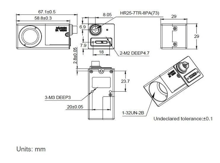 MER2-1220-32U3C-W90 Camera USB3 Vision Mechanical drawing 5
