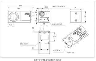 MER2-231-41U3C-W90 Camera USB3 Vision Mechanical drawing 6