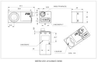 MER2-231-41U3M/C-W90 Technical drawing