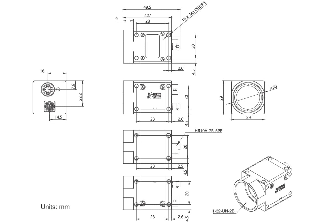 MER3-514-235X2C Camera Coaxpress Mechanical drawing 4