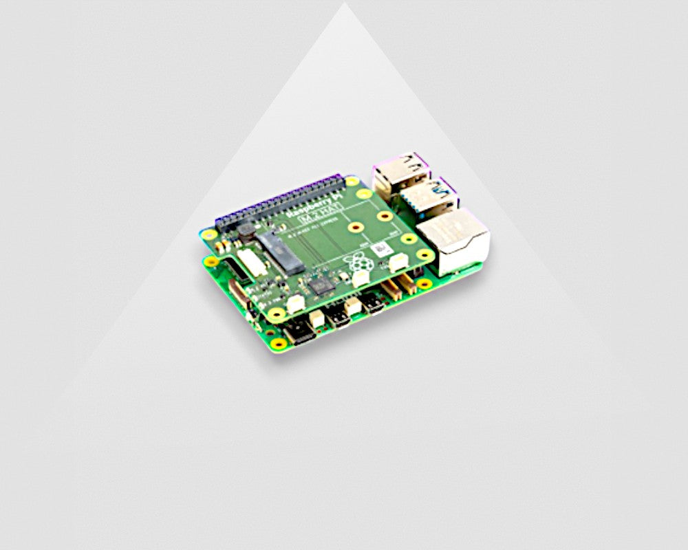 Green electronic circuit board on a white background