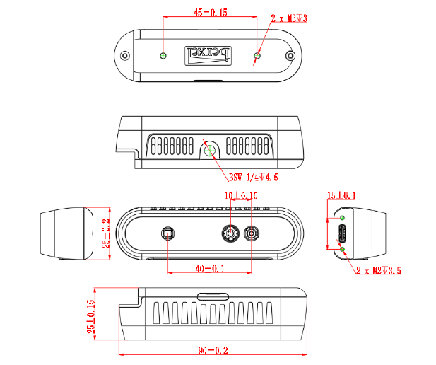 VA-3DC-P100R mechanical drawing