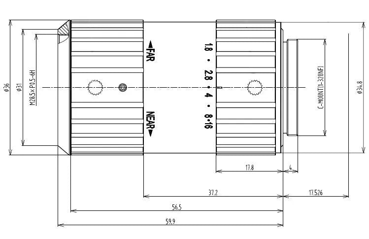 VA-LCM-1.3MP-35MM-F1.8-020-SWIR Lens SWIR Mechanical drawing 3