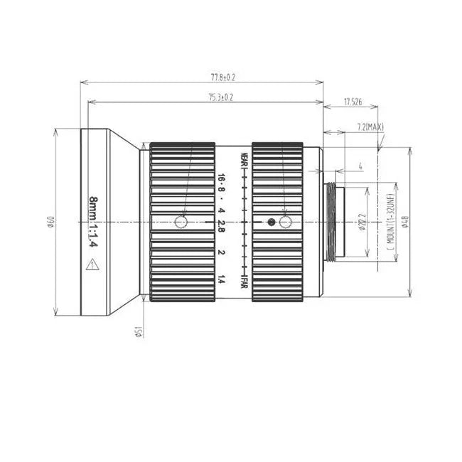 VA-LCM-10MP-08MM-F1.4-110 Lens C-mount Mechanical drawing 3