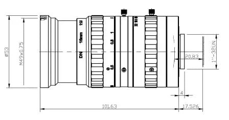 VA-LCM-10MP-16MM-F1.6-133 Lens C-mount Mechanical drawing 3