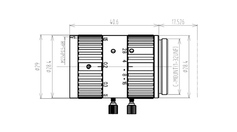 VA-LCM-10MP-16MM-F2.8-015 Lens C-mount Mechanical drawing 3