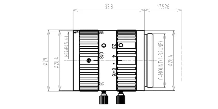 VA-LCM-10MP-25MM-F2.8-015 Lens C-mount Mechanical drawing 3