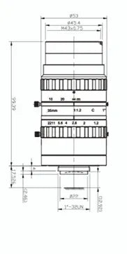 VA-LCM-10MP-35MM-F1.2-100-IC Lens C-mount Mechanical drawing 3