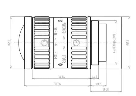 VA-LCM-12MP-06MM-F2.4-017 Lens C-mount Mechanical drawing 3