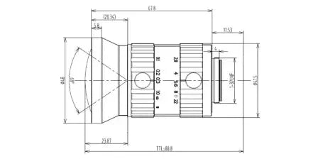 VA-LCM-20MP-12MM-F2.8-110 Lens C-mount Mechanical drawing 3