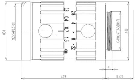 VA-LCM-20MP-50MM-F2.8-110 Lens C-mount Mechanical drawing 3