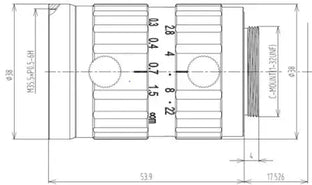 VA-LCM-20MP-50MM-F2.8-110 Lens C-mount Mechanical drawing 3