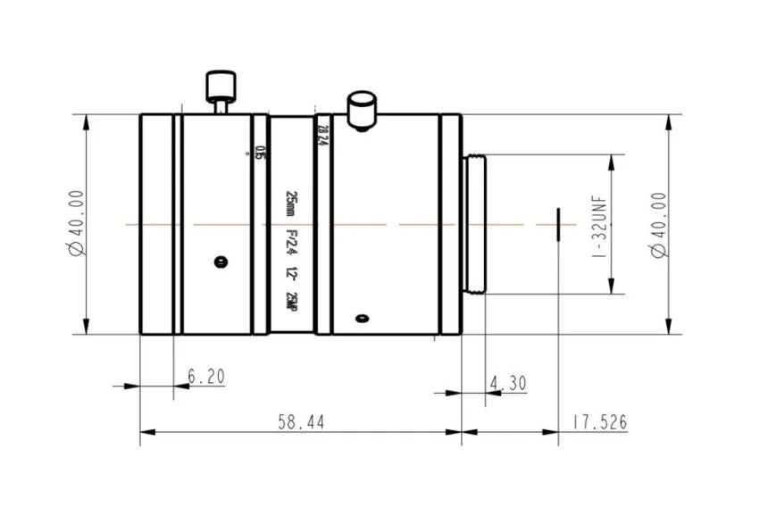 VA-LCM-25MP-25MM-F2.4-120 Lens C-mount Mechanical drawing 3