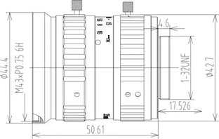VA-LCM-25MP-35MM-F2.8-110 Lens C-mount Mechanical drawing 3