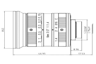 VA-LCM-5MP-06MM-F1.4-015 Lens C-mount Mechanical drawing 3