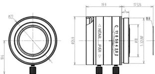 VA-LCM-5MP-08MM-F2.0-018 Lens C-mount Mechanical drawing 3