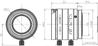 VA-LCM-5MP-16MM-F2.0-018 Lens C-mount Mechanical drawing 3