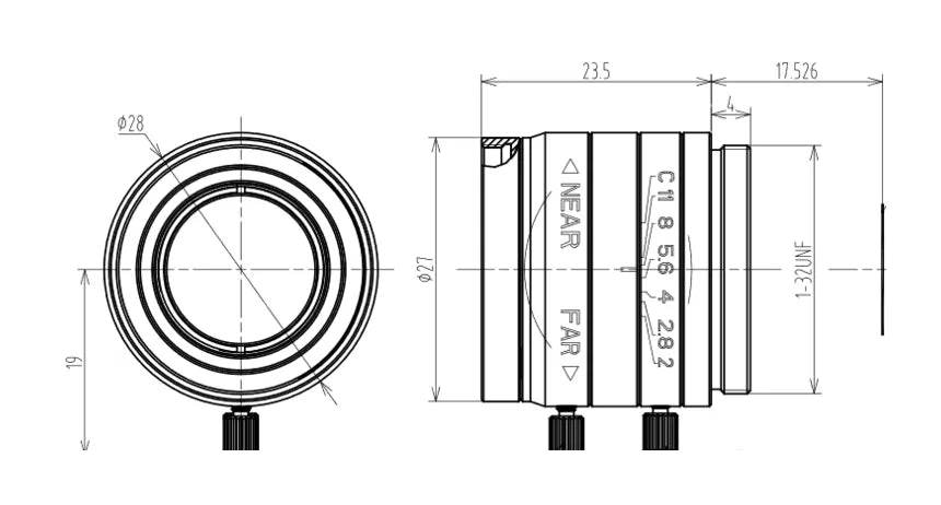 VA-LCM-5MP-25MM-F2.0-018 Lens C-mount Mechanical drawing 3