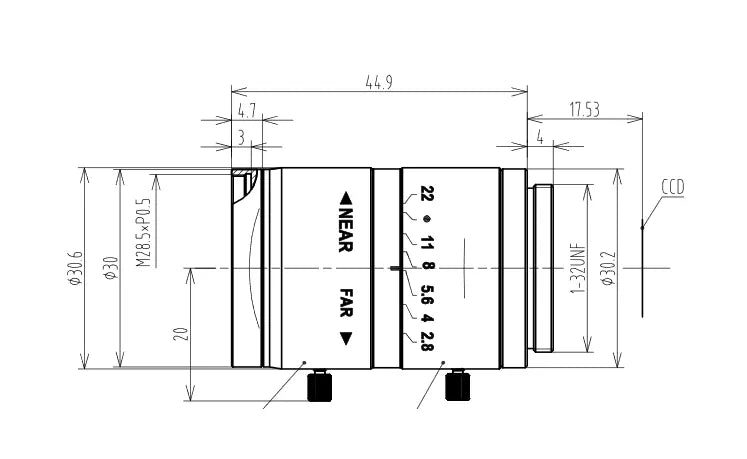 VA-LCM-5MP-50MM-F2.8-018 Lens C-mount Mechanical drawing 3