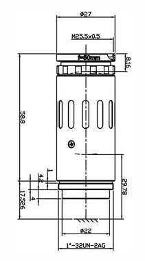 VA-LCM-8MP-50MM-F4-015-RUG   Lens C-mount Mechanical drawing 3
