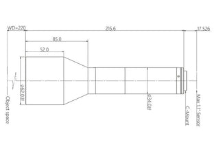 VA-LCM-TC-0-0.55X-WD220-110 Lens telecentric Mechanical drawing 3