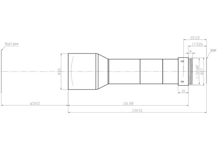 VA-LCM-TC-0-0.5X-WD65-110 Lens telecentric Mechanical drawing 3
