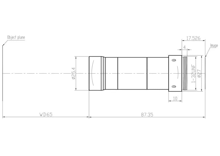 VA-LCM-TC-0-1.5X-WD65-015 Lens telecentric Mechanical drawing 3