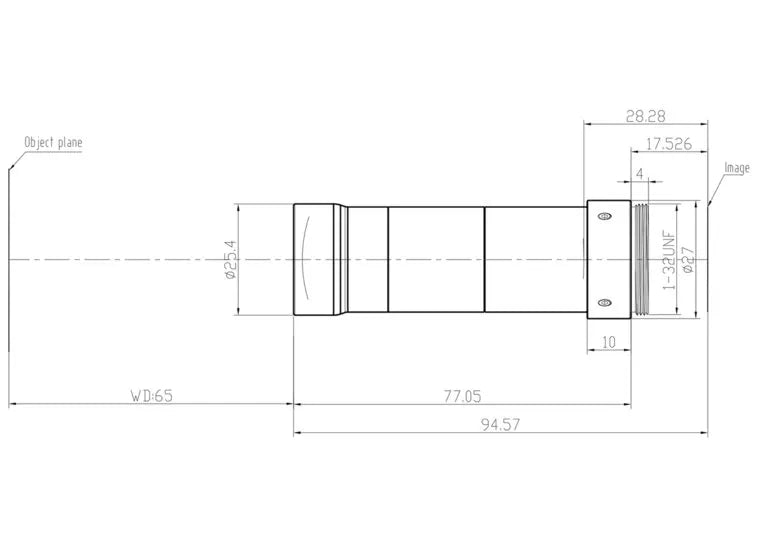 VA-LCM-TC-0-2X-WD65-015 Lens telecentric Mechanical drawing 3