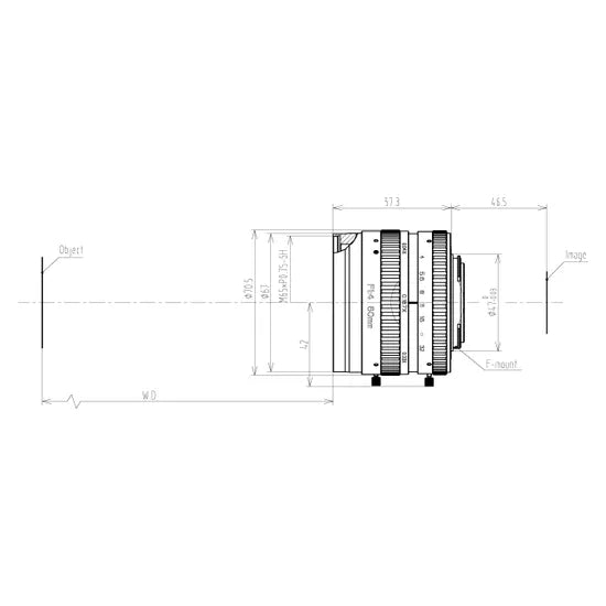 VA-LFM-29MP-60MM-F4-64C Lens F-mount Mechanical drawing 3