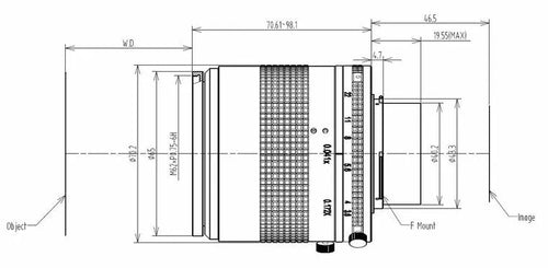 VA-LFM-65MP-80MM-F3.6-42C Lens F-mount Mechanical drawing 2