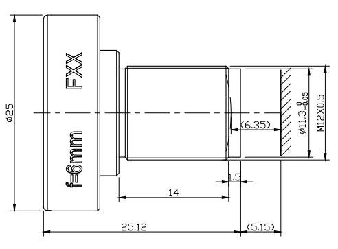 VA-LM12-10MP-06MM-F4-015 Lens M12-mount Mechanical drawing 3