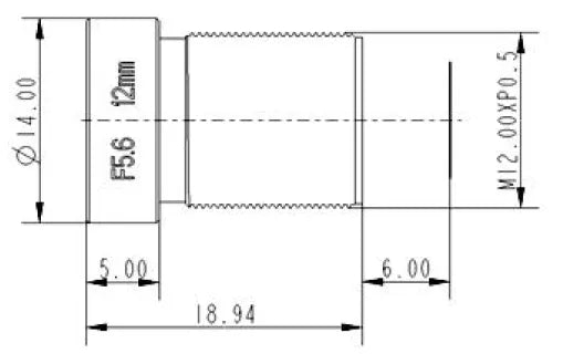 VA-LM12-12MP-12MM-F5.6-017 Lens M12-mount Mechanical drawing 3