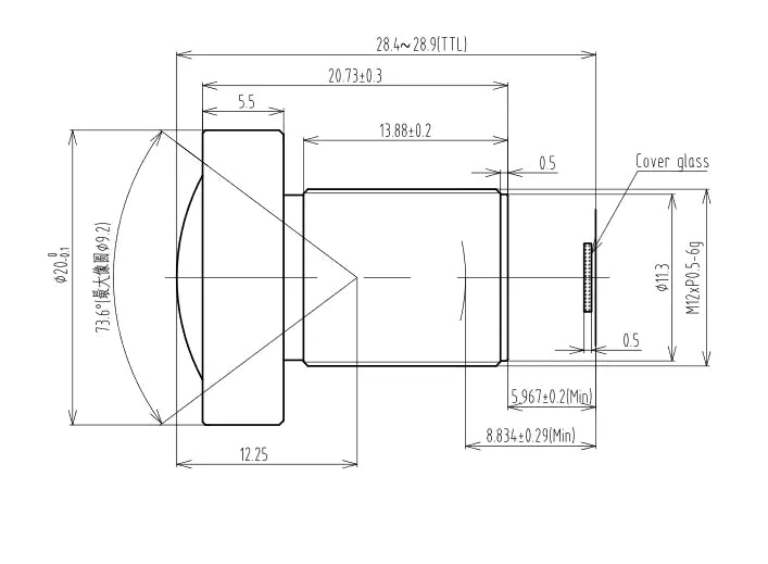 VA-LM12-5MP-06MM-F2.8-018 Lens M12-mount Mechanical drawing 3