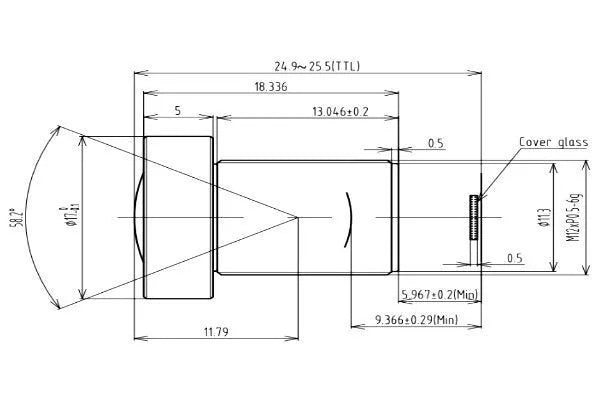 VA-LM12-5MP-08MM-F2.8-018 Lens M12-mount Mechanical drawing 3