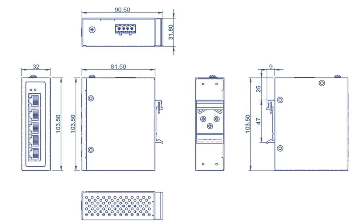 VA-SWITCH-1GP-5-DIN SWITCH Mechanical drawing 3
