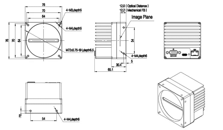 VALINE-8K1-M72-150GTM Camera Linescan Mechanical drawing 3