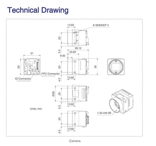 VE2S-630-18GM-P Boardlevel camera Technical Drawing