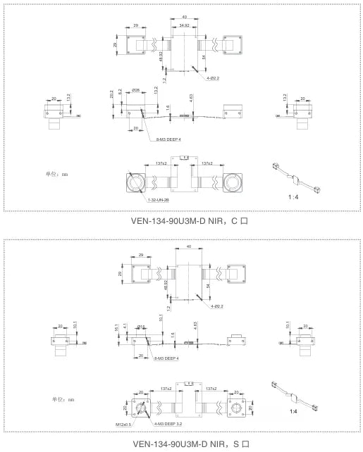 VEN-134-90U3M-D-NIR Camera USB3 Vision Mechanical drawing 4