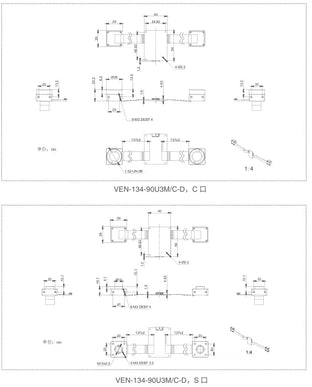VEN-134-90U3M-D Camera USB3 Vision Mechanical drawing 4
