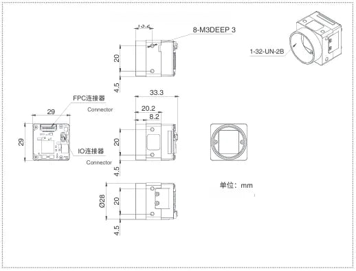 VEN-160-227U3C-FPC Camera USB3 Vision FPC Mechanical drawing 4
