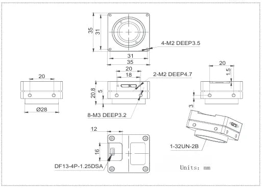 VEN-161-61U3C-M01 Camera USB3 Vision Mechanical drawing 4
