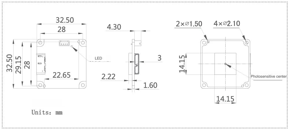 VEN-161-61U3C-M06 Camera USB3 Vision Mechanical drawing 4