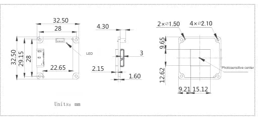 VEN-830-22U3C-M06 Camera USB3 Vision Mechanical drawing 3