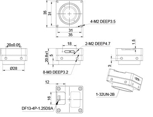 VEN-830-22U3M-M05 Camera USB3 Vision Mechanical drawing 4