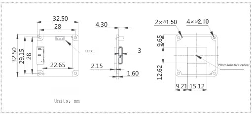 VEN-830-22U3M-M06 Camera USB3 Vision Mechanical drawing 3