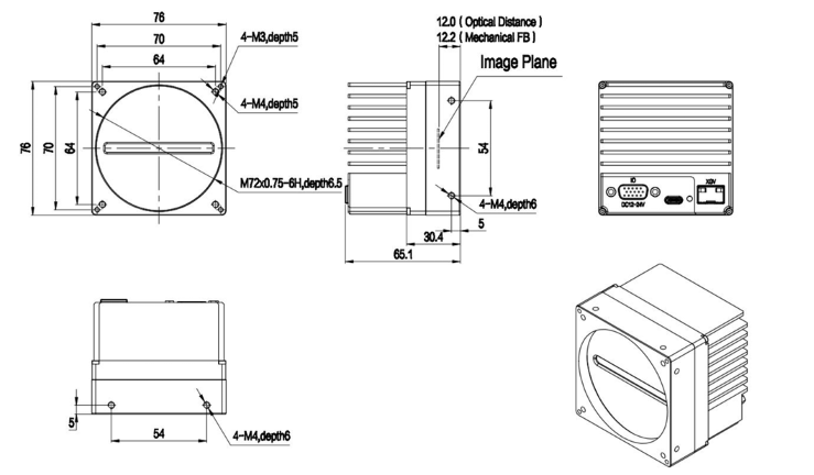 Line scan camera M72 - mech drawing