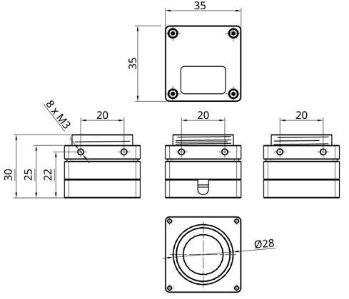 Mechanical drawing of IP Camera