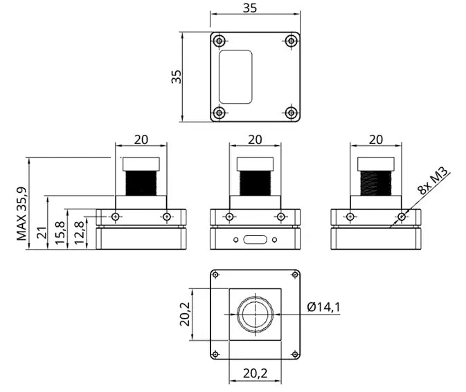 Mech drawing VA-UVC-12MP-30U2C-AF-3.9MM