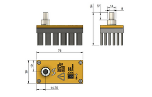 Technical drawing of VA-SLC-8MM-W-24V-HP spotlight for machine vision